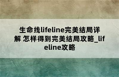 生命线lifeline完美结局详解 怎样得到完美结局攻略_lifeline攻略